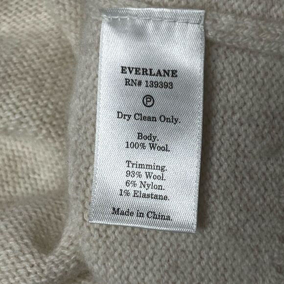 Everlane Mens The Felted Merino Shawl-Collar Wool Sweater Cream Mens L - Picture 5 of 6